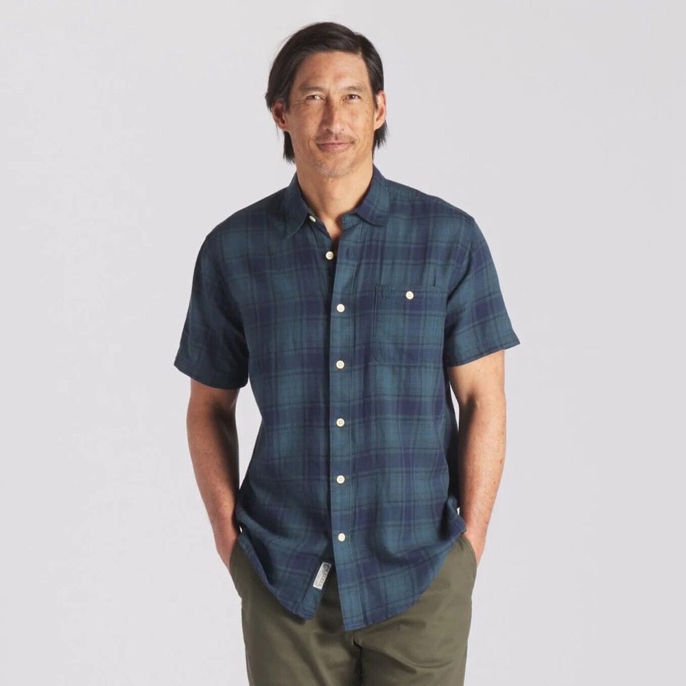 Grayers Classic Plaid Button-Up Short Sleeve Shirt Mens Size L